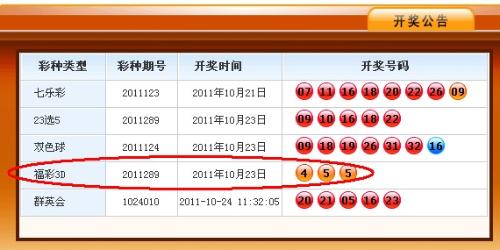 3D彩票试机号
